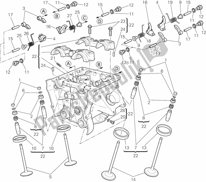 Todas las partes para Culata Vertical de Ducati Diavel Thailand 1200 2014